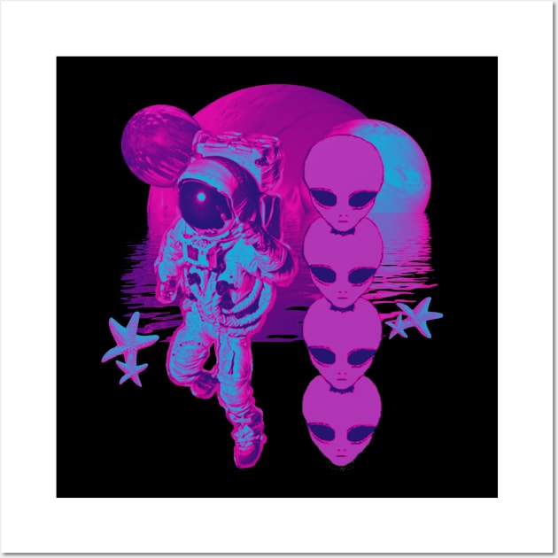 aliens vs astronauts Wall Art by ezx